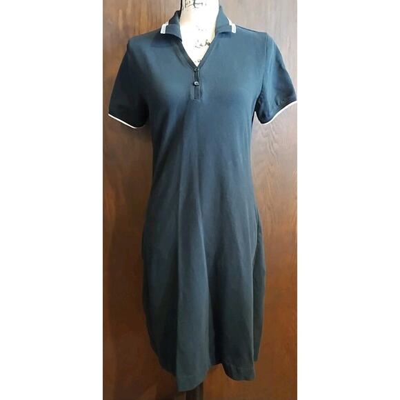 CHEROKEE Shirt Dress Size Small Black Polo Short Sleeve Button Vintage Stretch - Picture 1 of 4